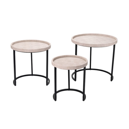 Faux Shagreen Table, Set of 3