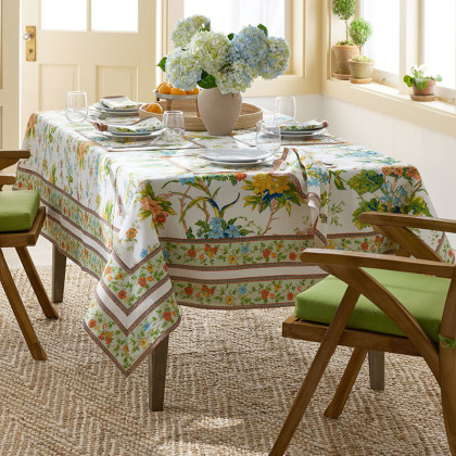 Garden Floral Cotton Tablecloth - Bagheecha, 70 in. x 90 in.