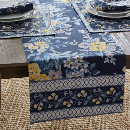 Garden Floral Cotton Table Runner - Palmeros Floral, 16 in. x 90 in.
