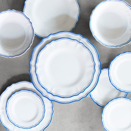Maison Melamine Oval Serving Platter - White/Blue