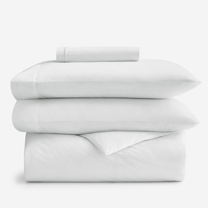 4-Piece Classic Cool Cotton Percale Solid Bedding Bundle