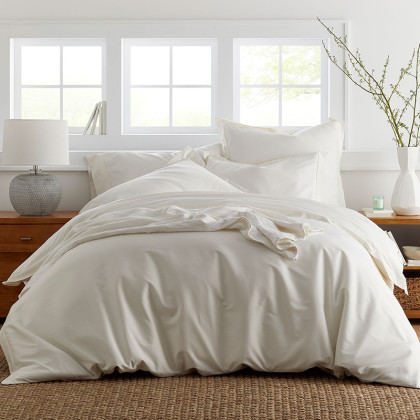 Classic Smooth Rayon Made From Bamboo Sateen Bed Duvet Cover - White, Twin/Twin XL