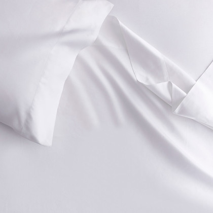 Premium Smooth Supima® Cotton Sateen Flat Bed Sheet - White, King/Cal King