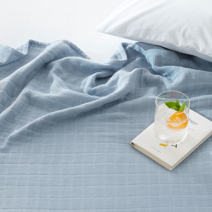 Cotton Lightweight Bed Throw - Ice