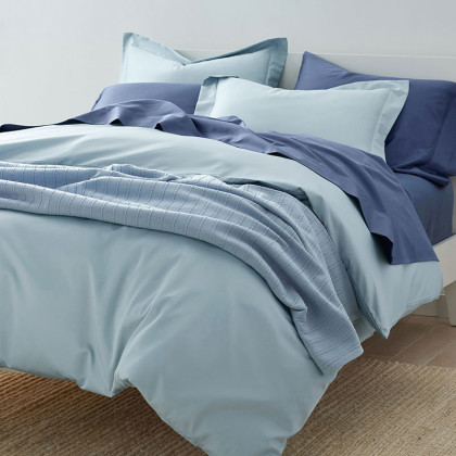 Premium Smooth Supima® Cotton Wrinkle-Free Sateen Bed Sheet Set - Blue Dusk, Full