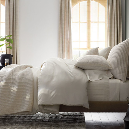 Premium Smooth Supima® Cotton Wrinkle-Free Sateen Bed Sheet Set - Ivory, Full