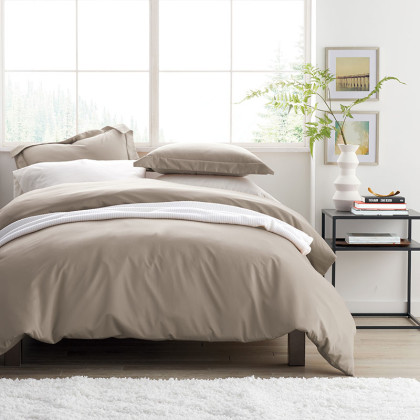 Premium Smooth Supima® Cotton Wrinkle-Free Sateen Bed Sheet Set - Light Birch, King