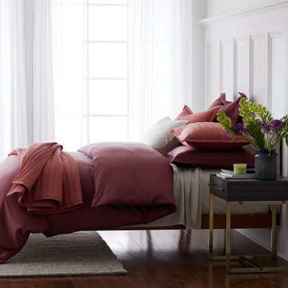 Premium Smooth Supima® Cotton Wrinkle-Free Sateen Bed Sheet Set - Redwood, King