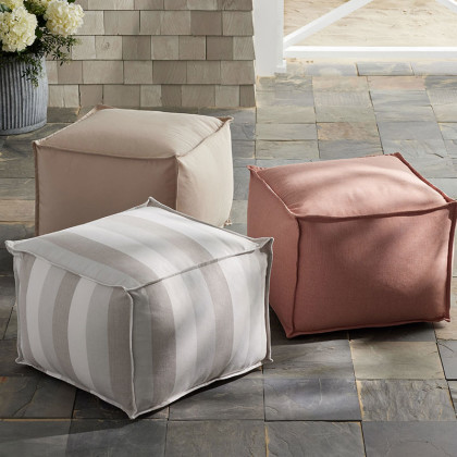 Indoor/Outdoor Square Pouf - Direction Linen