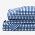 Gingham Classic Cool Organic Cotton Percale Bed Sheet Set - Navy, Twin