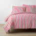 Stripe Classic Cool Organic Cotton Percale Duvet Cover Set - Red, Full
