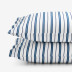 Vertical Stripes Classic Cool Organic Cotton Percale Pillowcases - Blue, Standard