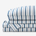 Vertical Stripes Classic Cool Organic Cotton Percale Bed Sheet Set - Blue, Twin