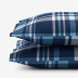 Handsome Tartan Classic Cool Organic Cotton Percale Pillowcases - Blue Multi, Standard