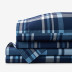 Handsome Tartan Classic Cool Organic Cotton Percale Bed Sheet Set - Blue Multi, Twin