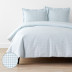 Ditsy Gingham Classic Cool Organic Cotton Percale Duvet Cover Set - Blue, Twin
