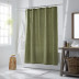 Premium Breathable Relaxed Linen Shower Curtain - Moss Green