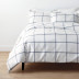 Window Pane Plaid Classic Cool Cotton Percale Bed Duvet Cover - Navy, Twin