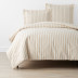 Narrow Stripe Classic Cool Cotton Percale Bed Duvet Cover - Gold, Twin