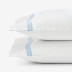 Embroidered Leaf Premium Cool Egyptian Cotton Percale Pillowcases - White/Blue, Standard