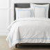 Embroidered Leaf Premium Cool Egyptian Cotton Percale Duvet Cover - White/Blue, Twin/Twin XL
