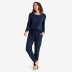 Pima Cotton Jogger Pants Pajama Set - Navy, XS