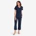 Pima Cotton Women's Cropped Pajama Set - Navy, XS