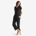 Pima Cotton Women's Cropped Pajama Set - Black, XS