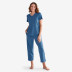 Pima Cotton Women's Cropped Pajama Set - Blue Denim, XS