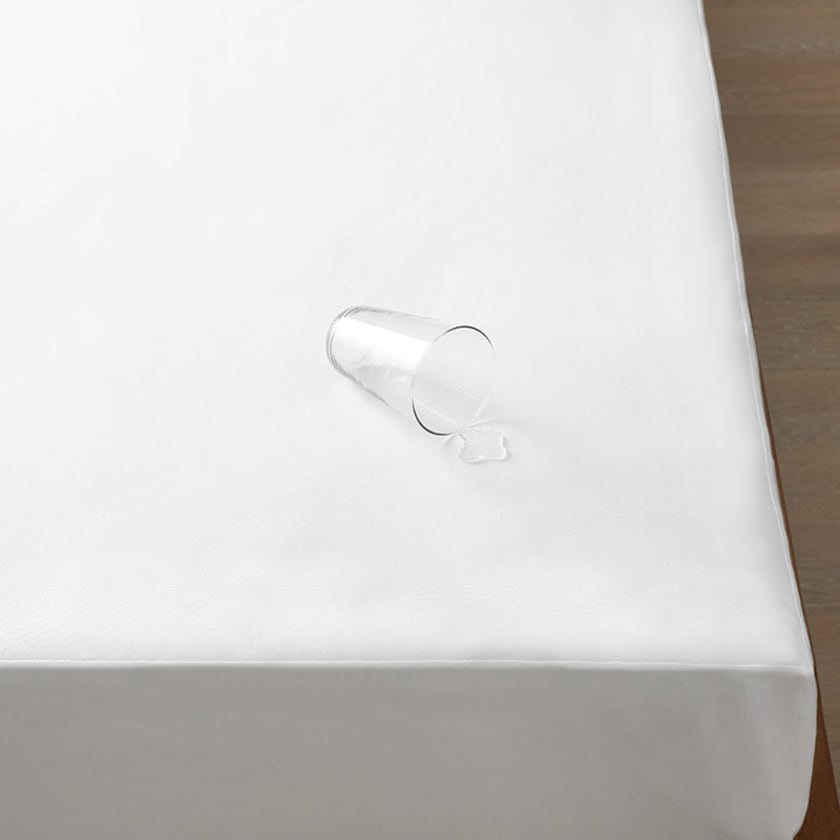 Classic Easy-Care Jersey Waterproof Mattress Pad  - White, Queen
