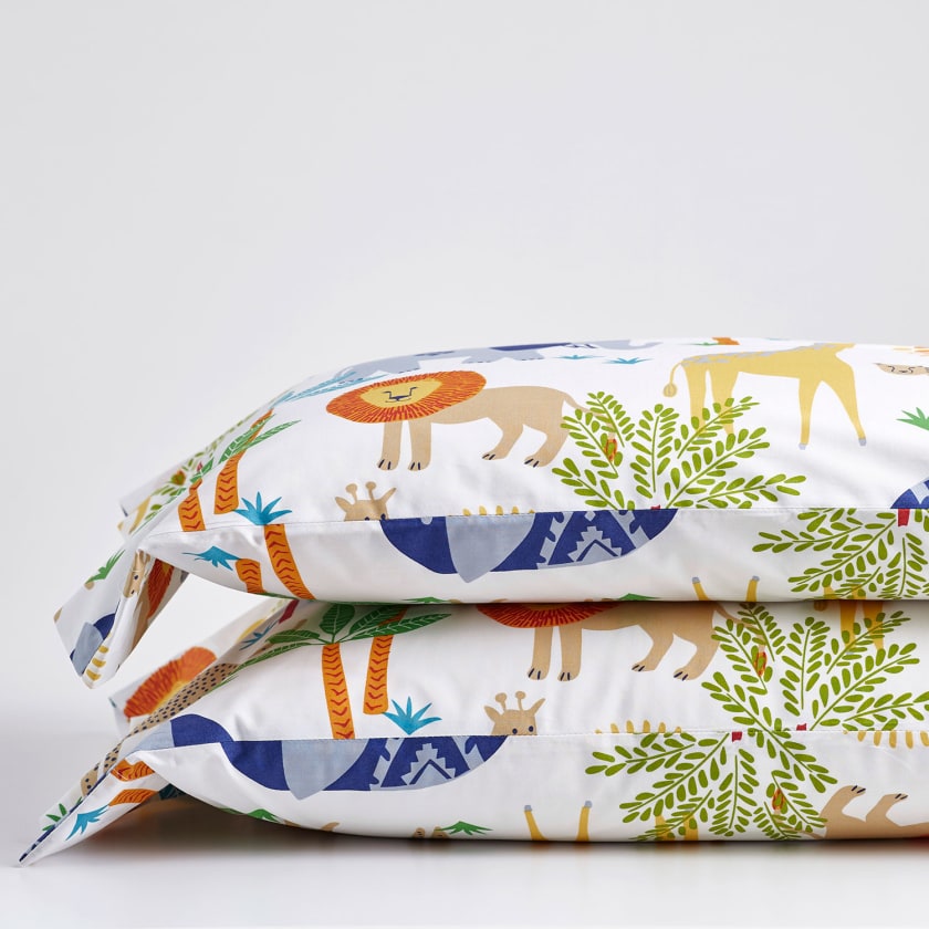 Jungle Animals Classic Cool Organic Cotton Percale Pillowcases