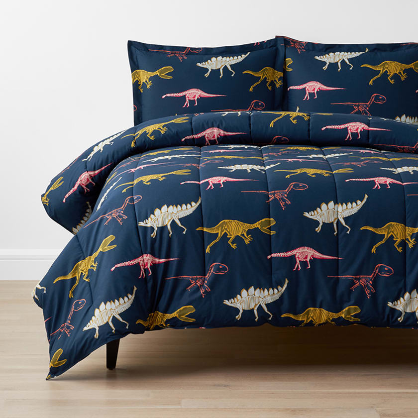 Skeleton Dino Classic Cool Organic Cotton Percale Comforter Set - Multi, Twin