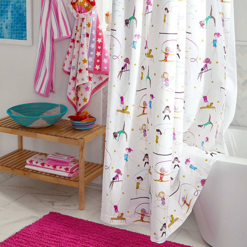 Little Gymnasts Organic Cotton Percale Shower Curtain - Multi