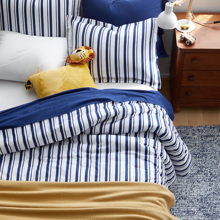 Stripe Classic Cool Organic Cotton Percale Pillowcases - Blue, Standard
