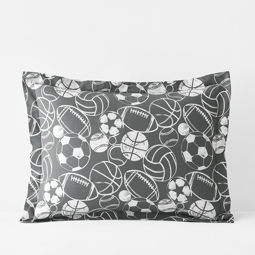 Sports Balls Classic Cool Organic Cotton Percale Sham - Gray, Standard