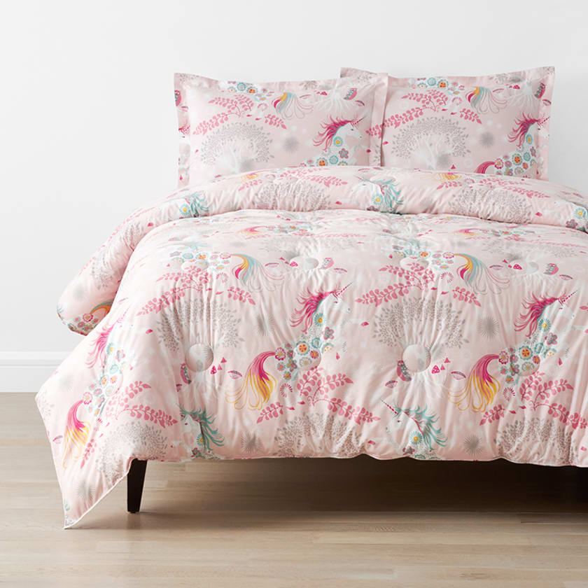 Fancy Unicorns Classic Cool Organic Cotton Percale Comforter Set