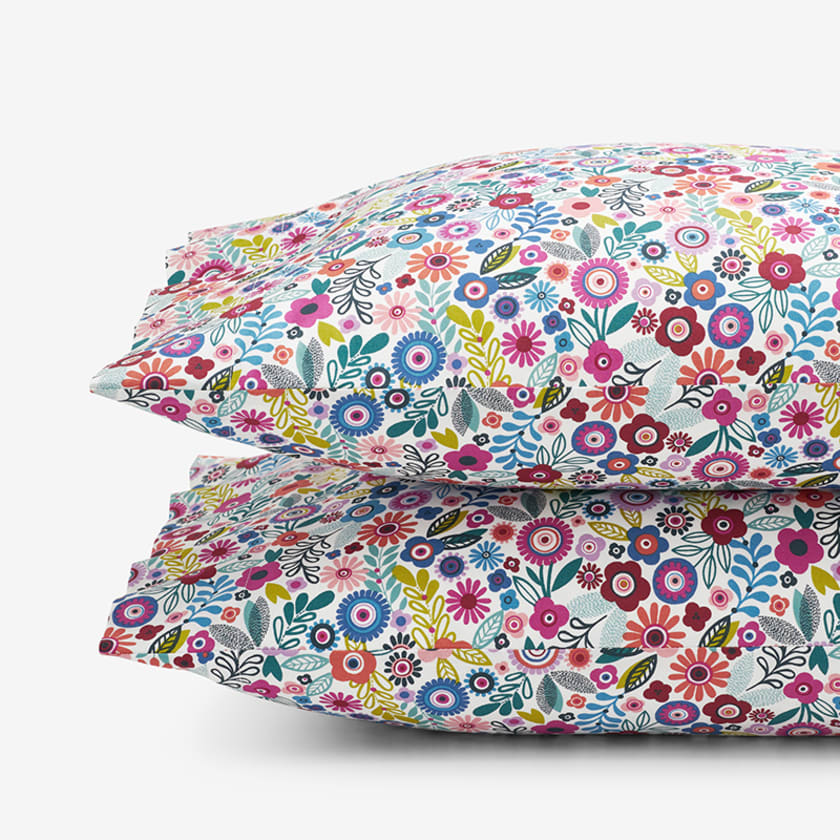 Joyful Mini Flower Classic Cool Organic Cotton Percale Pillowcases