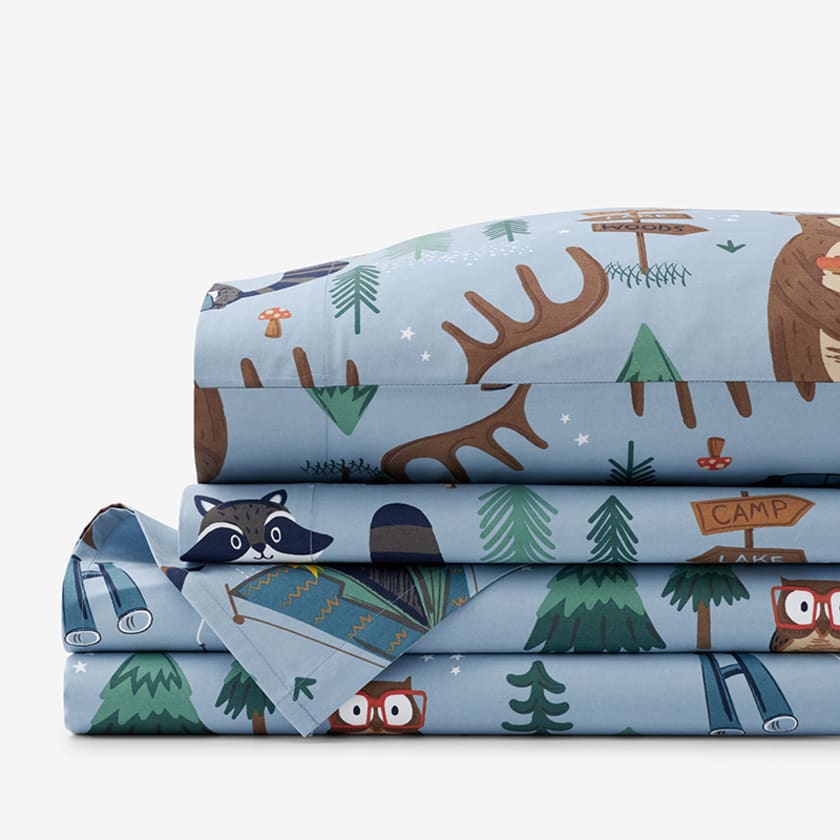 Animal Campers Classic Cool Organic Cotton Percale Bed Sheet Set