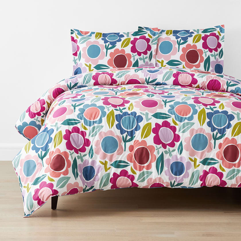 Joyful Flower Classic Cool Organic Cotton Percale Comforter Set