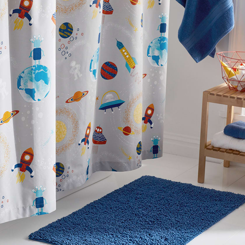 Space Organic Cotton Percale Shower Curtain