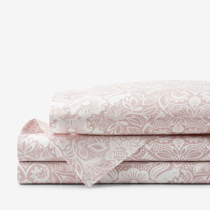 Little Bunny Classic Cool Organic Cotton Percale Sheet Set - Pink, Toddler