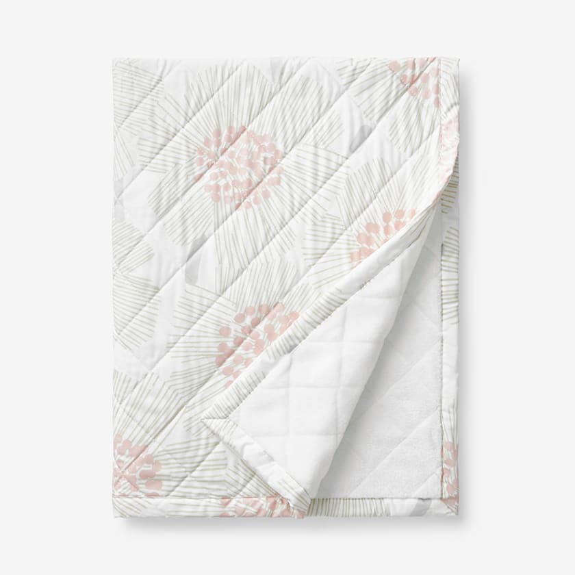 Flower Burst Classic Cool Organic Cotton Percale Quilted Reversible Sherpa Stroller Blanket - Pink