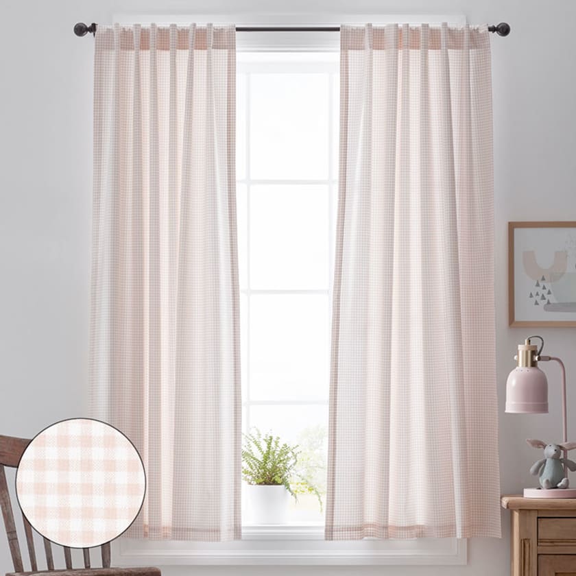 Ditsy Gingham Classic Cool Organic Cotton Percale Window Curtain