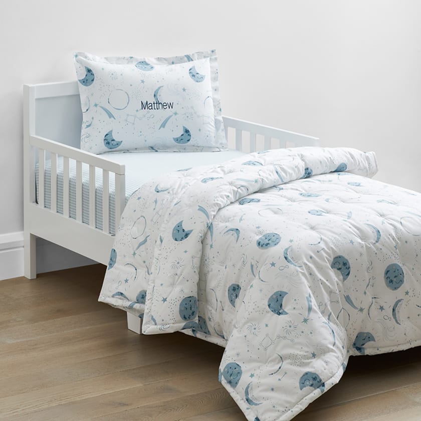Night Sky Classic Cool Organic Cotton Percale Comforter Set - Blue Multi, Toddler
