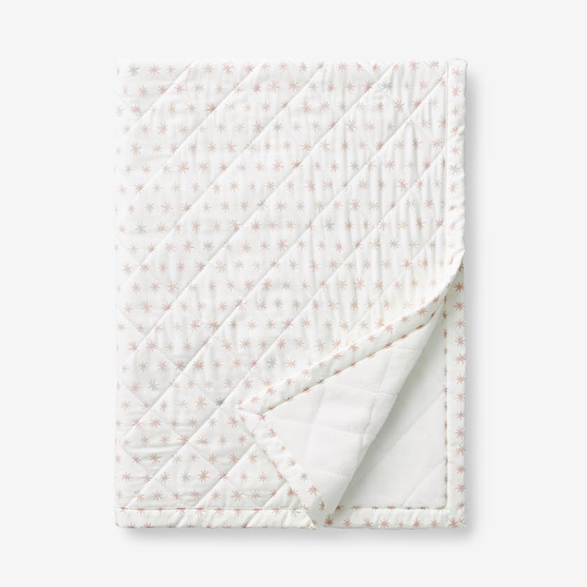 Ditsy Star Classic Cool Organic Cotton Percale Quilted Reversible Sherpa Stroller Blanket - Pink
