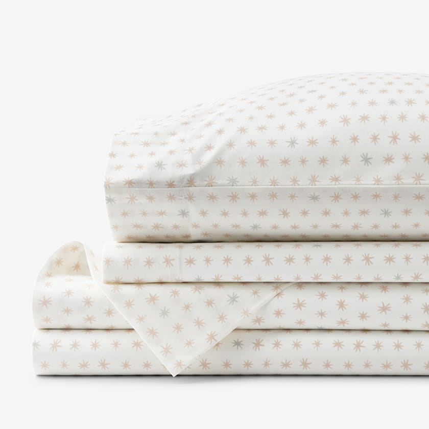 Ditsy Star Classic Cool Organic Cotton Percale Bed Sheet Set