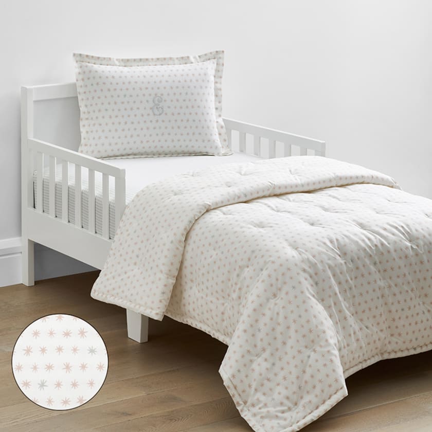 Ditsy Star Classic Cool Organic Cotton Percale Toddler Comforter Set