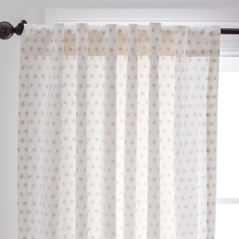 Ditsy Star Classic Cool Organic Cotton Percale Window Curtain - Pink, 44X63