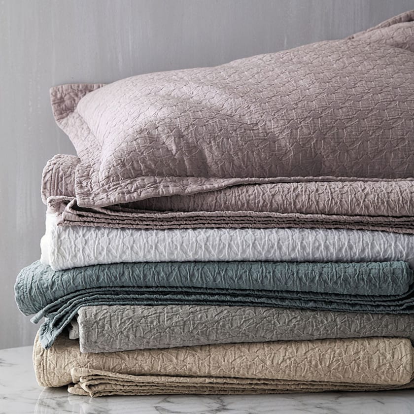 Beekman Cotton Matelassé Coverlet - Smoke Blue