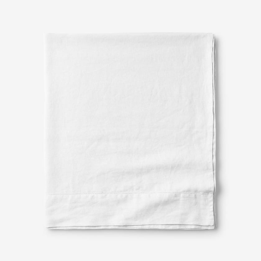 Premium Breathable Relaxed Linen Flat Bed Sheet - White, Twin/Twin XL